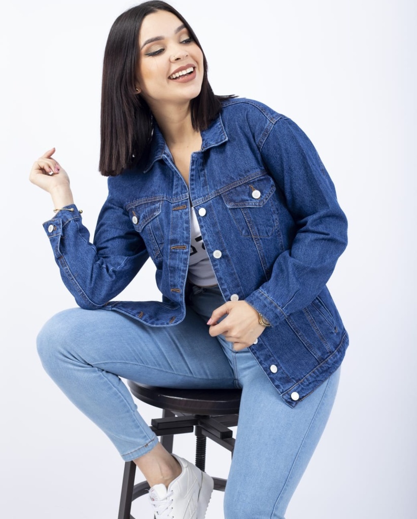 CASACA  JEAN'S OVERSIZE PARA DAMA AZUL