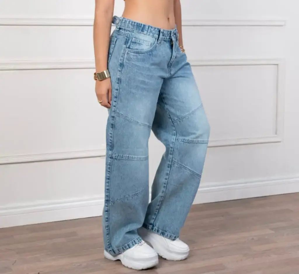 PANTALON JEANS BARREL HIELO/MADERA